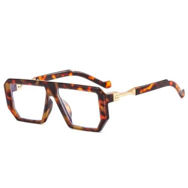 Imagem de Óculos de Sol Degradê Feminino Jelly Color UV400 Masculino para Esportes ao Ar Livre, Corrida e Ciclismo, Estampa de Leopardo Transparente