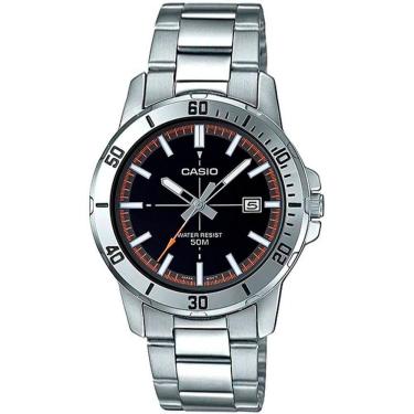 Imagem de Relógio masculino casio prata com data fundo preto