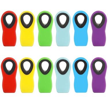 Imagem de Pacote com 12 clipes para chips, clipes magnéticos para saco com vedação hermética para batatas fritas, pão, lanches, organizadores de geladeira, clipes de armazenamento de cozinha, multicoloridos