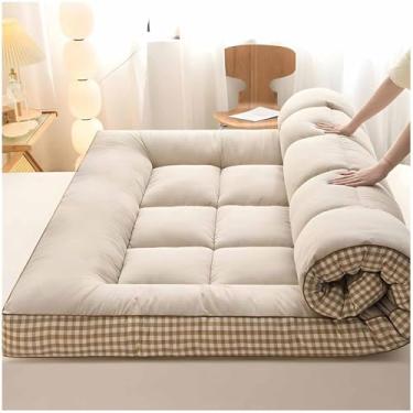 Imagem de Yadlan Colchão de chão estilo japonês futon, colchão portátil dobrável, colchão de acampamento adulto, sofá de acampamento, colchão de quarto de hóspedes, tapete de dormir tatami cáqui 90 x 200 cm