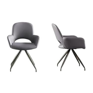 Imagem de Cadeiras de jantar giratórias com apoio de braço, cadeiras de jantar modernas de cozinha com pernas de metal preto, cadeiras de cozinha giratórias de 180° com encosto, conjunto de cadeiras de sala de