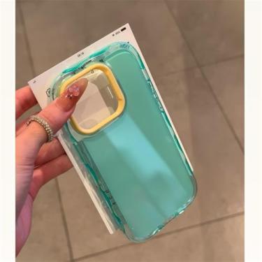 Imagem de HTVJFX Capa protetora de celular luxuosa à prova de choque Jelly Candy para iPhone 16Pro Max (para iPhone 16Pro Max/verde e amarelo)