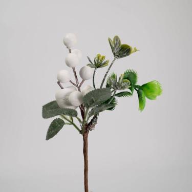 Imagem de Kit 4 Ramos Artificial Frutas Brancas Decoração Natal 16cm