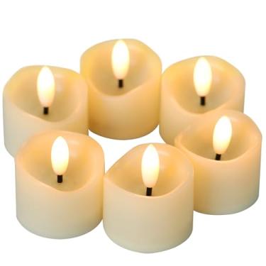 Imagem de CANDLE CHOICE Luzes de chá sem chamas operadas por bateria, pavio preto realista, cintilante, velas votivas de LED tealight para mesa de festa de casamento, decoração de Halloween, Natal, pilhas