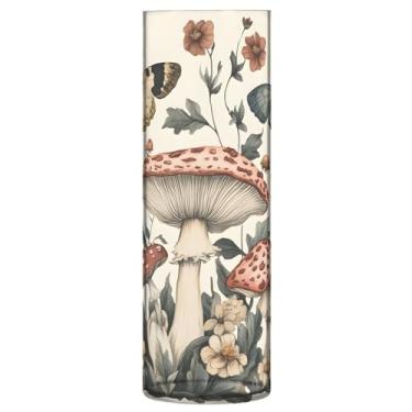 Imagem de JUZIHAI Vaso de cogumelos para flores 9,9 cm x 30 cm cilindro de plástico moderno vaso de flores para centro de mesa de casamento decoração de casa
