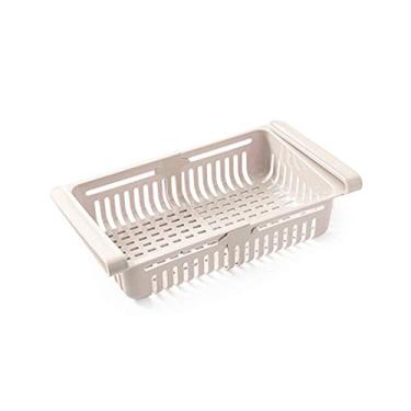 Imagem de Organizador de geladeira retrátil com gaveta cestinha clip-on sob a prateleira para armazenamento na cozinha legumes itens comida empilhável PP premiu