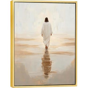 Imagem de Quadro Canvas com Moldura Flutuante, Jesus, Arte Para Quarto, Sala, Corredor (40x50cm)