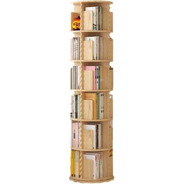 Imagem de Estante Giratória Prateleira De Armazenamento Independente, Estante Giratória De 360 ° Estante Redonda Organizador De Revistas, Para Sala De Estar De Escritório Em Casa, Wood, 50.5 * 190cm
