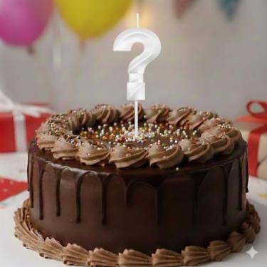 Imagem de Vela De Aniversário Mini Design Número Com 5Cm Silver Festas Branca (Interrogação)