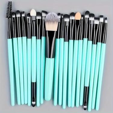 Imagem de Conjunto de 20 pincéis de maquiagem, ferramenta de cosméticos profissionais, pincel de sombra detalhado, delineador em pó corretivo (azul)