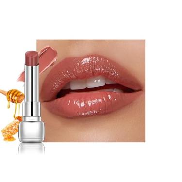 Imagem de HHLTOH Batom de manteiga hidratante Nude Plumper para mulheres, protetor labial matizado natural, brilho nutritivo, hidratante para lábios secos, maquiagem leve, vegano, 1 peça de nude pálido