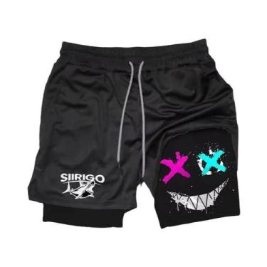 Imagem de Shorts De Corrida Masculinos Com Estampa De Rosto Sorridente, Secagem 