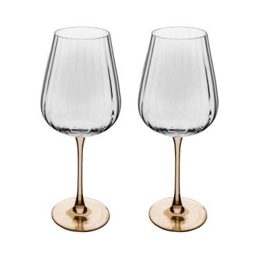 Imagem de Conjunto 02 Taças para Vinho de Vidro 560ml com Haste Âmbar Classic Wo
