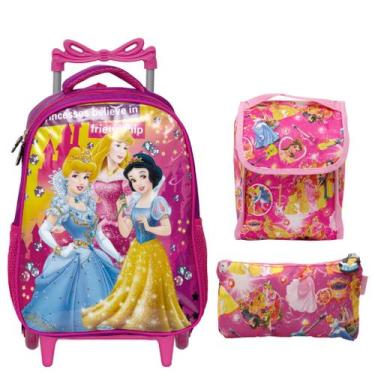Imagem de Mochila Infantil Escolar Feminina Princesas Disney Rodinha