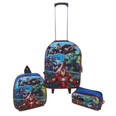 Imagem de Kit Mochila Infantil Vingadores Avengers Azul