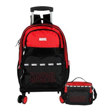Imagem de Kit Marvel Avengers Mochila 4 Rodas + Lancheira Térmica Luxo, Vermelho