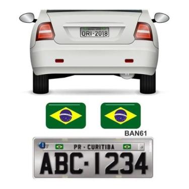 Imagem de Adesivo Par Bandeiras Brasil Placa Carro Moto Resinadas - Resitank