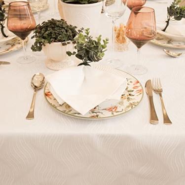Imagem de Toalha Mesa Impermeável, Quadrada, 4 Lugares 1,70x1,70m Jacquard (Ondas Branco)