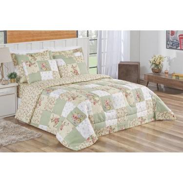 Imagem de Kit Edredom Super King 3 Peças Bouti Patchwork Verde