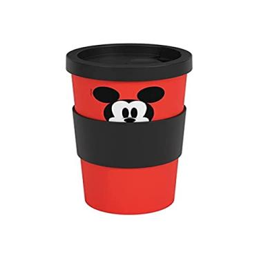 Imagem de Copo de Café com Tampa Nutri Mickey Disney,500ml, 8,6 x 8,6 x 16,2 cm, Vermelho e Preto, Coza