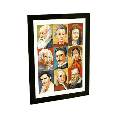 Imagem de BHARDO Quadro Decorativo A4 Cientistas Einstein Tesla Newton