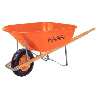 Imagem de Carrinho de Mão (carriola) Laranja - Plástico 110L - Pneu Câmara - Tramontina