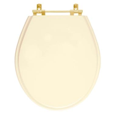 Imagem de Assento Sanitário Poliéster Ravena Creme para vaso Deca Com Ferragem Dourada