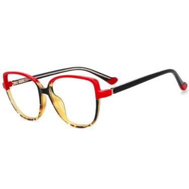 Imagem de Óculos femininos de olho de gato anti-azul, armação leve, duas cores, estampa de leopardo, óculos de literatura, 8, tamanho único