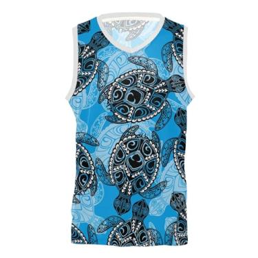 Imagem de KLL Camiseta regata de basquete com tartaruga marinha boêmia confortável para fãs homens mulheres jovens, Tartaruga marinha boêmia, GG