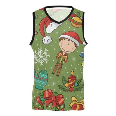 Imagem de Merry Christmas Cute Kids Green Red Fashion Basketball Jersey Team Scrimmage Confortáveis Camisetas de Futebol para Homens e Mulheres, Merry Christmas Cute Kids Verde Vermelho, XXG