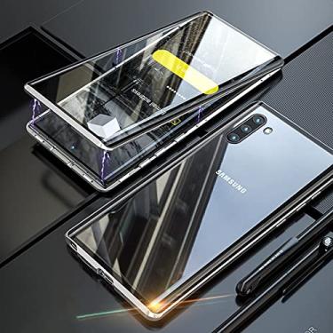 Imagem de Capa de telefone de vidro protetora 360 para Samsung Galaxy S23 S22 Ultra S21 S20 FE S9 S10 Note 8 9 10 20 Lite Plus A72 Capa traseira magnética, prateada, para Note 20 Ultra