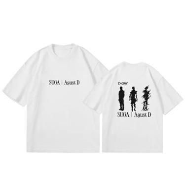 Imagem de Camiseta Su-ga AgustD D-Day Star Style Fashion Estampada para Fãs, C Branco, G