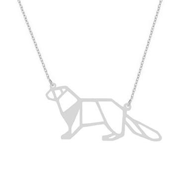 Imagem de NOUMANDA Colar geométrico de lontra, elementos de origami, fofo, animal, pingente vazado, joia feminina, Metal