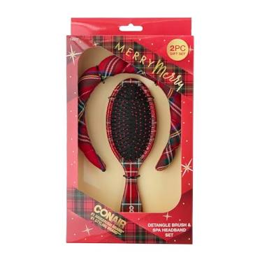 Imagem de Conair Conjunto de 2 pincéis para cabeça e almofada de desembaraçar Spa Tartan – faixa de cabeça de spa para lavar o rosto – faixa de cabeça bolha – faixa de cabeça de maquiagem – faixa de cabeça GRWM