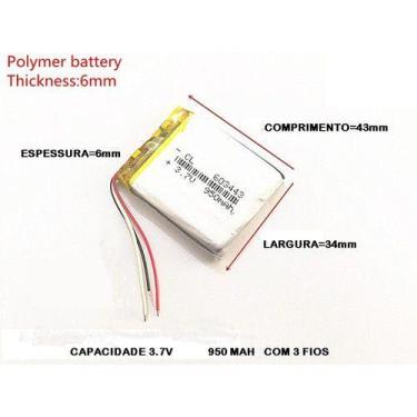 Imagem de Bateria 603443 com 950mah 3fios - bgb