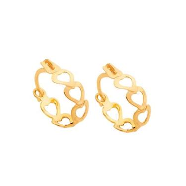 Imagem de Brinco Argola Rommanel 1,5cm Corações Vazados 523351