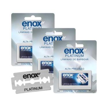 Imagem de Kit 30 Lâminas de Barbear Alta Precisão Fio Duplo Aço Inox Enox Platin