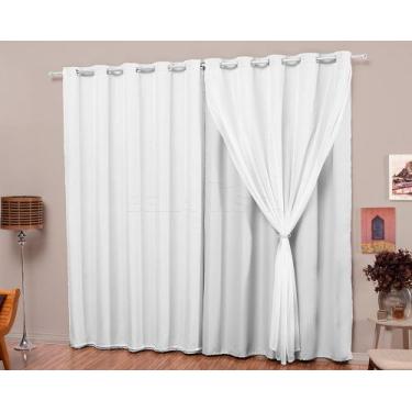 Imagem de Cortina Tecido Blecaute Com Voal - 5 Metros Branca - Cantinho de Lar