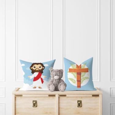 Imagem de Kit 2 Almofadas com Enchimento Infantil Jesus Cristo Cute - Core Decor
