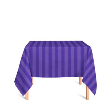 Imagem de Toalha de Mesa Quadrada em Tecido Jacquard Roxo Listrado Tradicional -