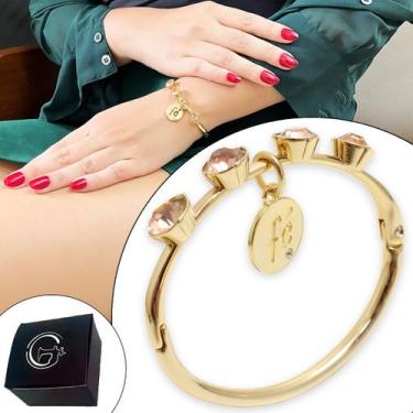 Imagem de Bracelete Fé Pulseira Pingente Fé Jesus Dourado Feminino - GRANADO ACE