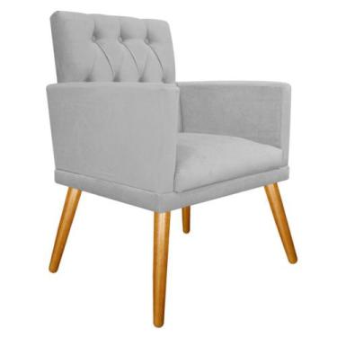 Imagem de Poltrona Decorativa Nanda Pés Palito Mel Sala de Espera Recepção Suede