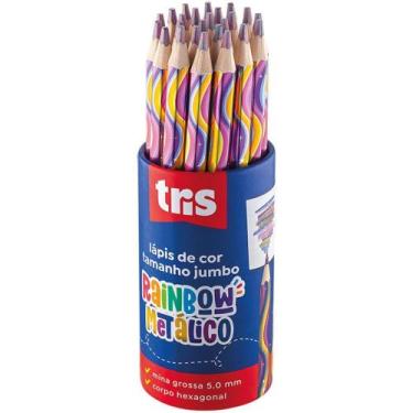 Imagem de Lápis de COR Jumbo TRIS Rainbow Metálico - Pote com 24 Unidades - Summ
