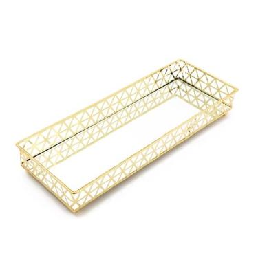 Imagem de Bandeja Retangular 24x13 Louvre Bar Banheiro Ouro MEK - Jolitex