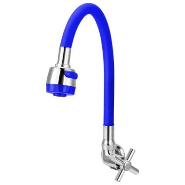 Imagem de Torneira Gourmet Flexível de Cozinha Parede Azul 1/4 de Volta - TFC, V