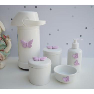Imagem de kit Higiene Bebê Limpeza Porcelana Multiuso Térmica K021 Borboleta - C
