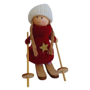 Imagem de Boneca Decorativa Natalina no Esqui Madeira / Tricô 12x11cm - Wincy, V