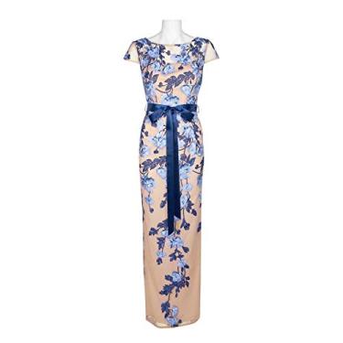 Imagem de Adrianna Papell Colmn feminino em cascata floral Gwn, Midnight Multi/Nude, 42