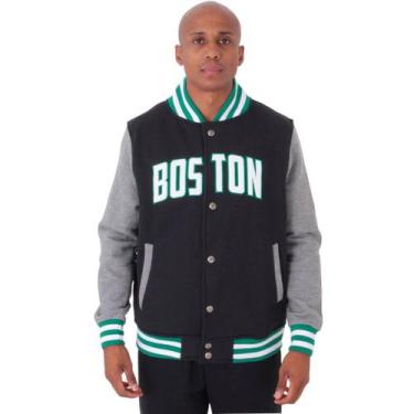 Imagem de Jaqueta College Moletom Masculina M10 Hoop Boston, Preto, GG