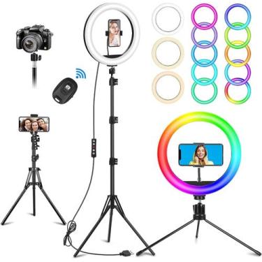 Imagem de Ring Light RGB de 10,3 Polegadas com Suporte para Celular e Tripé